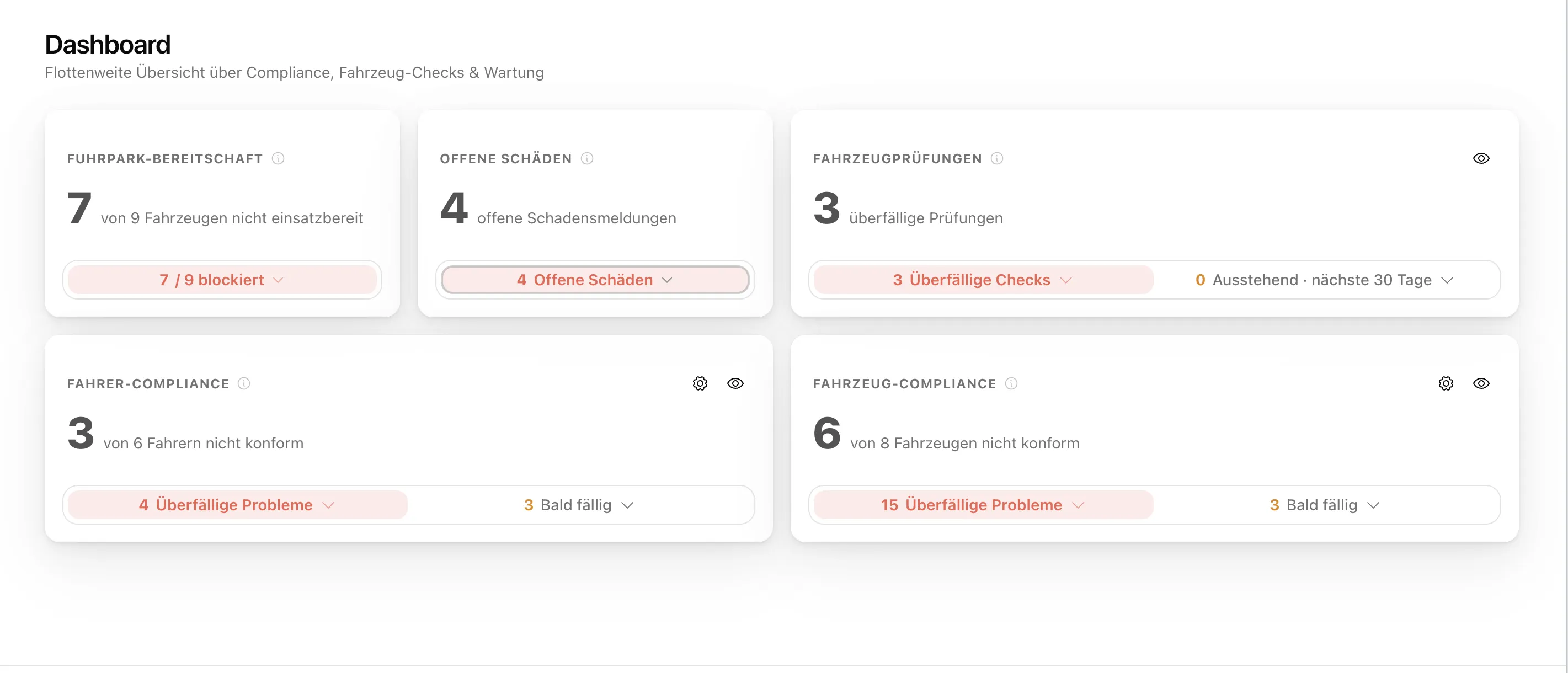 Fuhrparkmanagement-Software mit zentralem Überblick. Ansicht in Fuhrpark-Zentrale.